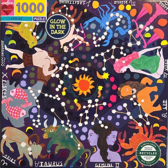 EUC [eeBoo] Zodiac + 1000 Piece & Love | GLOWS IN DARK | Jigsaw Puzzle + Poster - Picture 13 of 14